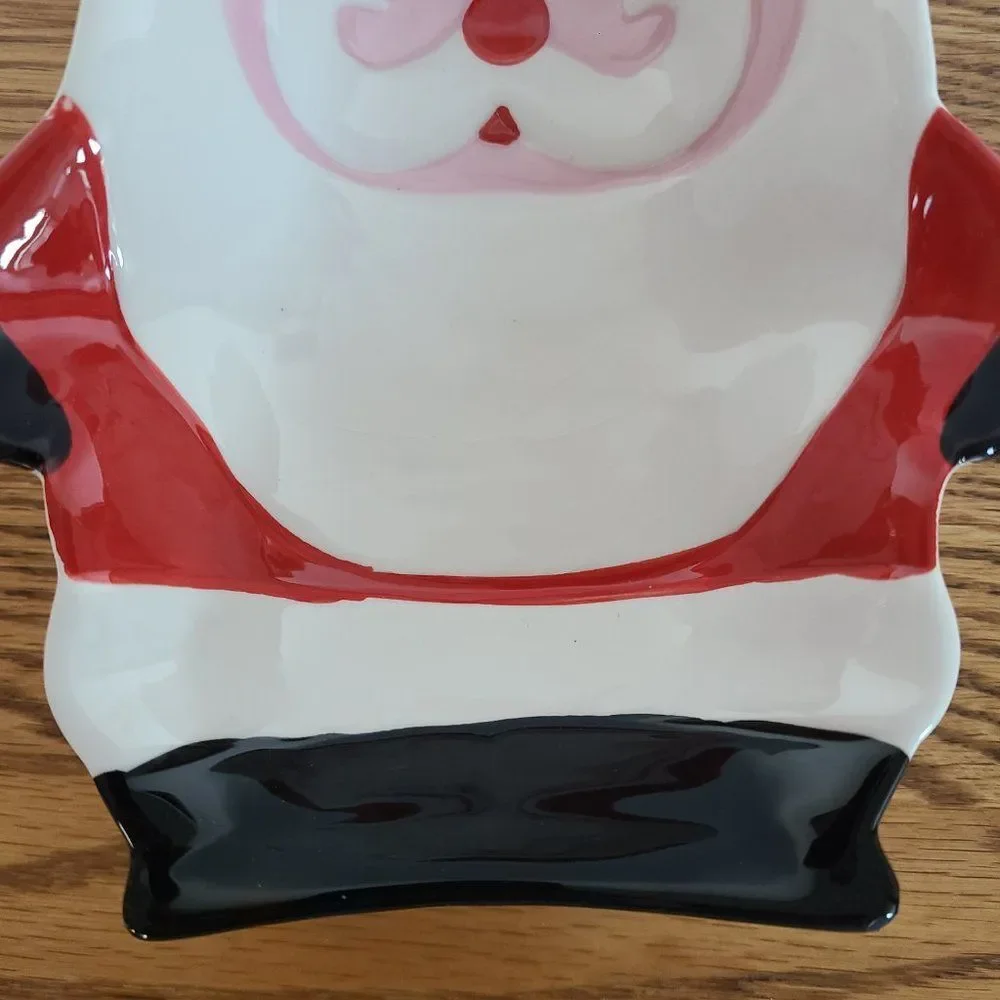 Boston Warehouse Santa Ceramic Serving Dish and Candy Cane Spreader Vintage 2006